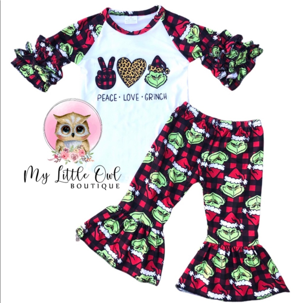 Grinch Christmas Bell Bottoms Outfit